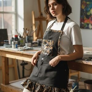 Black and Gold Denim Apron